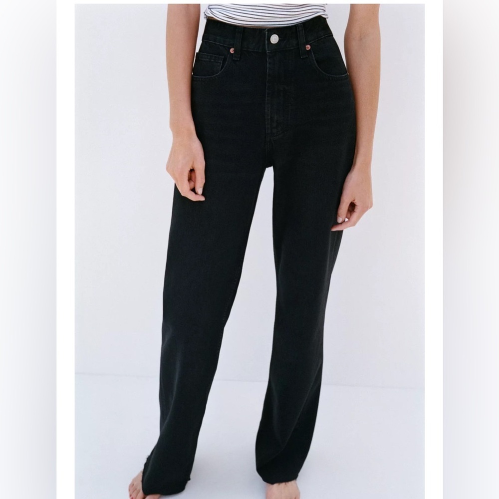 NWT ZARA HIGH RISE WIDE LEG JEANS - Picture 2 of 2